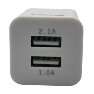 CARGADOR DE PARED NOVA 10W 2 PUERTOS USB-A BLANCO PA010RBU001C