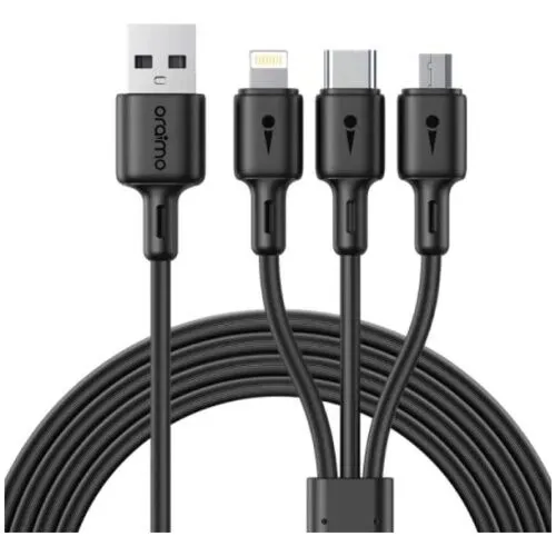 CABLE ORAIMO 3 EN 1 USB-A A MICRO-USB / USB-C / LIGHTNING 3A 1.2M NEGRO OCD-X93