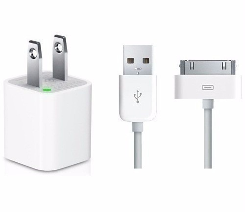 CARGADOR PARA IPHONE 4G 2-EN-1 CON CABLE 30 PINES
