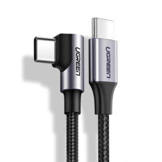 CABLE UGREEN USB-C A USB-C 60W 1M ÁNGULO RECTO NEGRO US255