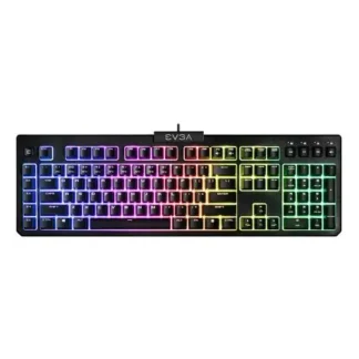 TECLADO GAMER EVGA Z12 RGB USB GRIS INGLES 5 MACROS RESISTENTE AL AGUA