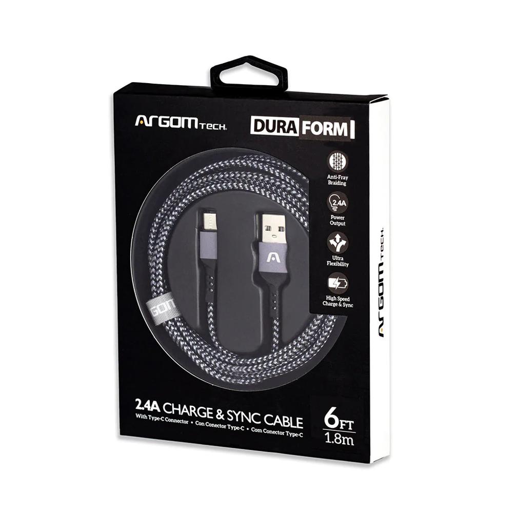CABLE ARGOM DURA FORMA TYPE-C A USB 1.8M NEGRO ARG-CB-0025BK