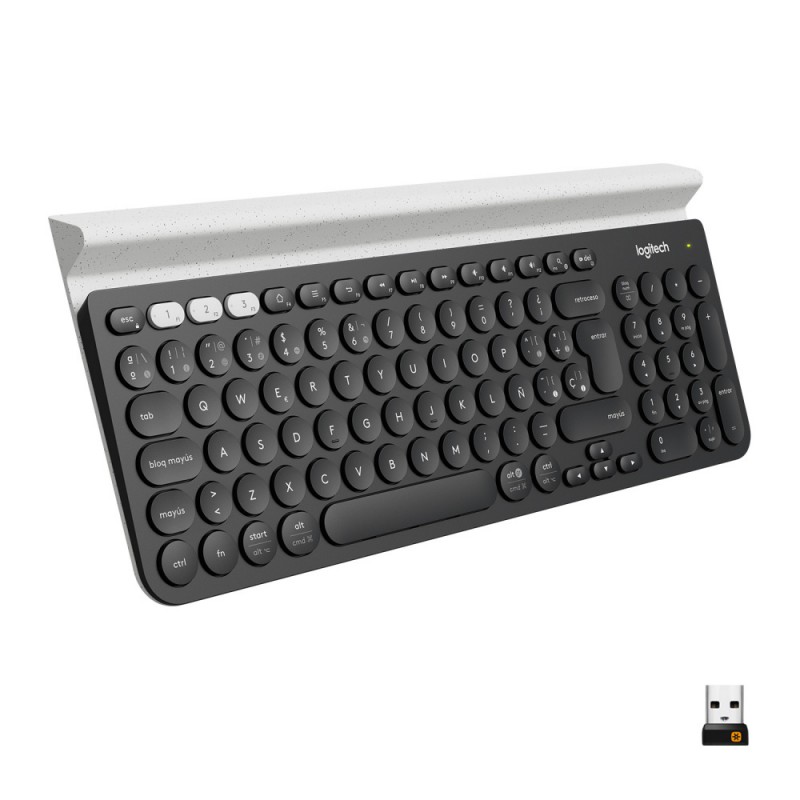 TECLADO LOGITECH INALAMBRICO K780 MULTI-DEVICE CON SOPORTE PARA TABLET DARK GREY /SPECKLED WHITE - Image 2