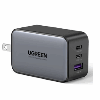 CARGADOR UGREEN CD244 2 PUERTOS USB-C Y 1 PUERTO USB-A CARGA RÁPIDA 65W GRIS/NEGRO