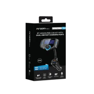 SOPORTE DE CELULAR ARGOM PARA AUTO BT MANOS LIBRES KIT T4 CON PANTALLA Y CARGA RÁPIDA