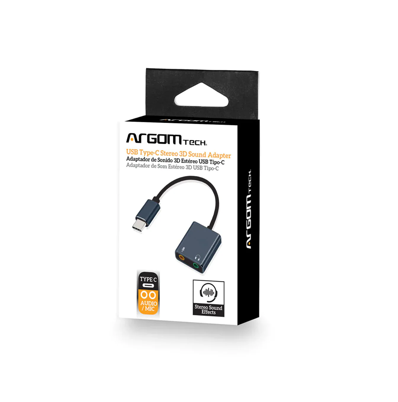 ADAPTADOR DE AUDIO ARGOM TYPE-C A STEREO + MIC MONO ARG-CB-0066