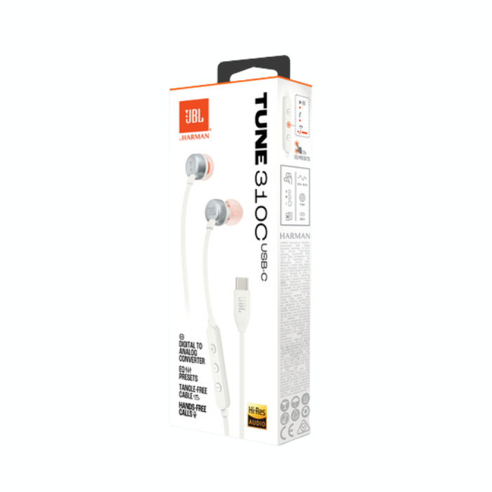 AUDÍFONO JBL TUNE 310C ALÁMBRICO TIPO C BLANCO