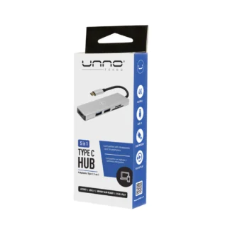 HUB UNNO TEKNO TYPE C 5 IN 1 + 2USB 3.0 + MICRO SD + SD HB1104SV