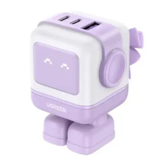 CARGADOR UGREEN CD361 65W 2 PUERTOS USB-C Y 1 PUERTO USB-A CARGA RÁPIDA MORADO