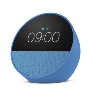 PARLANTE AMAZON ECHO SPOT 2024 CON ALEXA RELOJ CON ALARMA AZUL