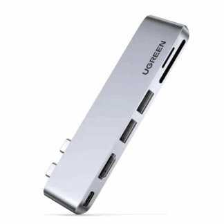 HUB UGREEN CM380 MULTIFUNCIONAL USB-C 2 PUERTOS USB 3.0 + 1 HDMI + LECTOR SD/TF PARA MACBOOK AIR/PRO  PLATEADO